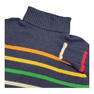J. Crew Striped Rainbow Supersoft Yarn Turtleneck‎ Sweater Alpaca Wool Women's M